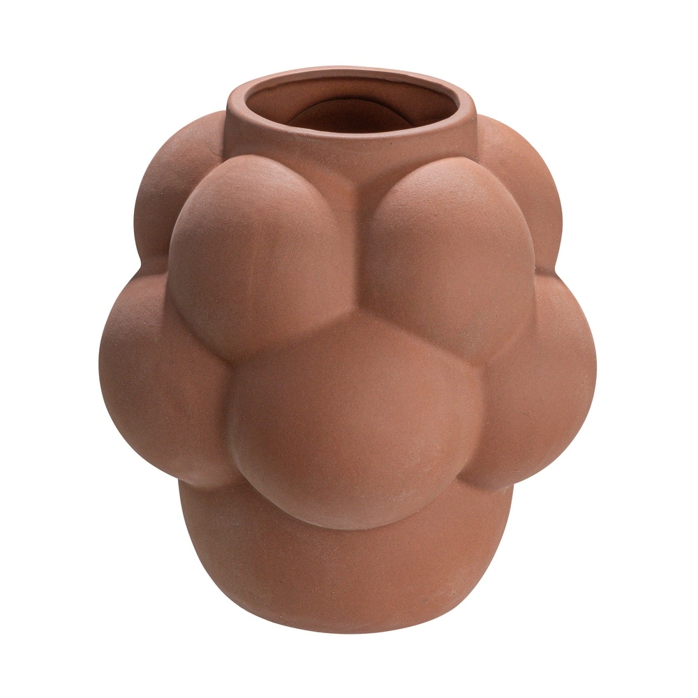 Stoneware Vase with Raised Dots and Matte Finish - 8.1"L x 8.1"W x 8.3"H