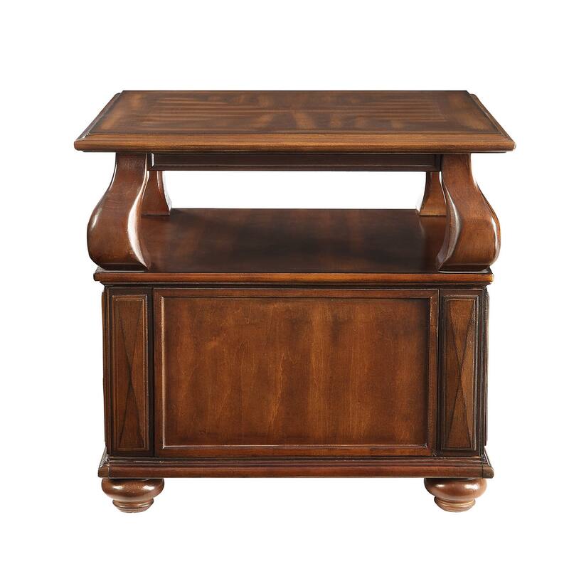 Yaztrie Walnut End Table with 2-drawer