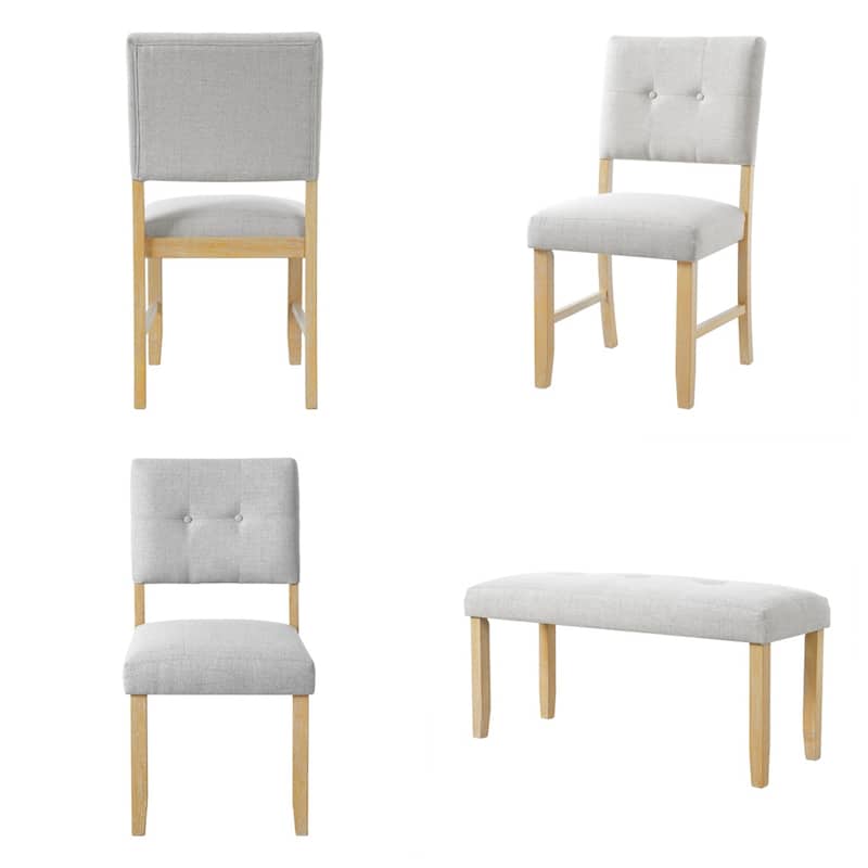 6 Piece Wood Dining Table Set with 4 Upholstered Chairs and Bench