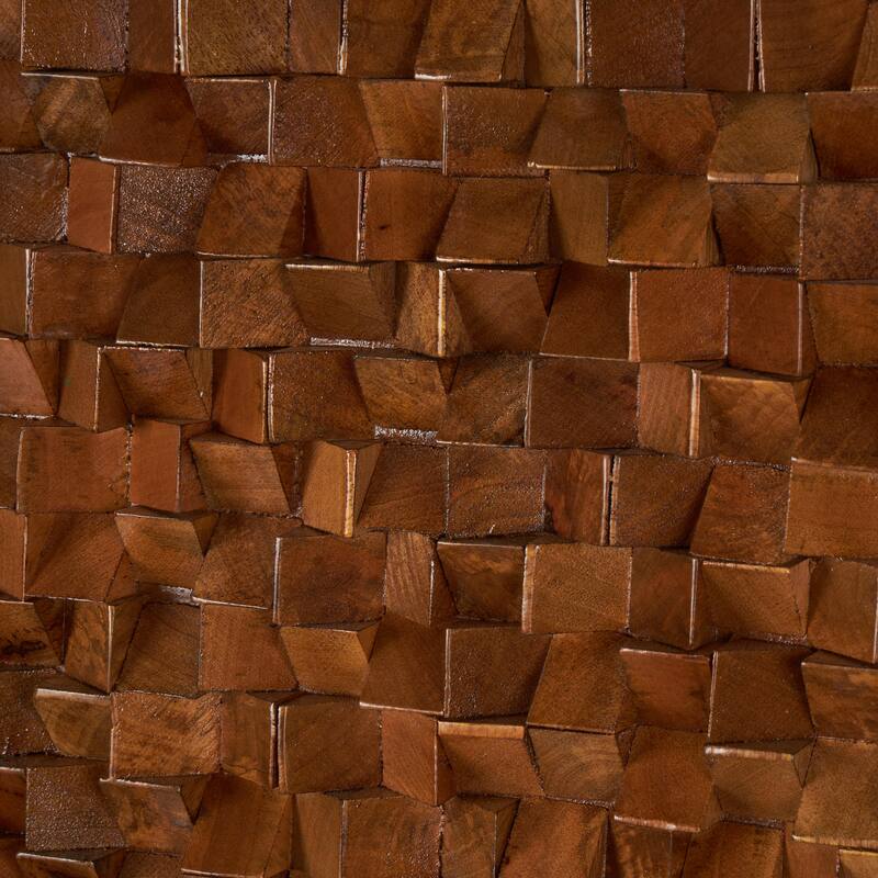 Brown Mango Wood Handmade 3D Cube Inspired Panel Geometric Home Wall Decor