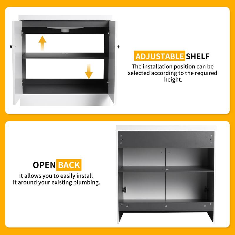 Beingnext 24"/30"/36" Bathroom Vanity with Sink, Freestanding Bathroom Vanity with Soft Close Door and Adjustable Shelf