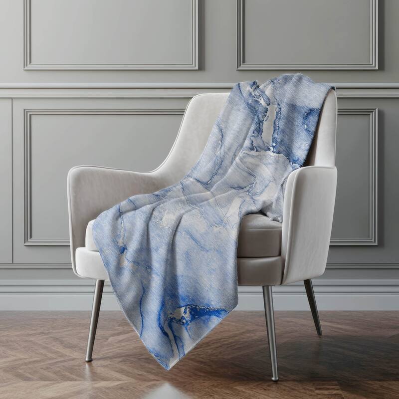 Premium Machine Washable Modern Abstract Sherpa Throw Blanket - Navy - 4'2" x 5'10"