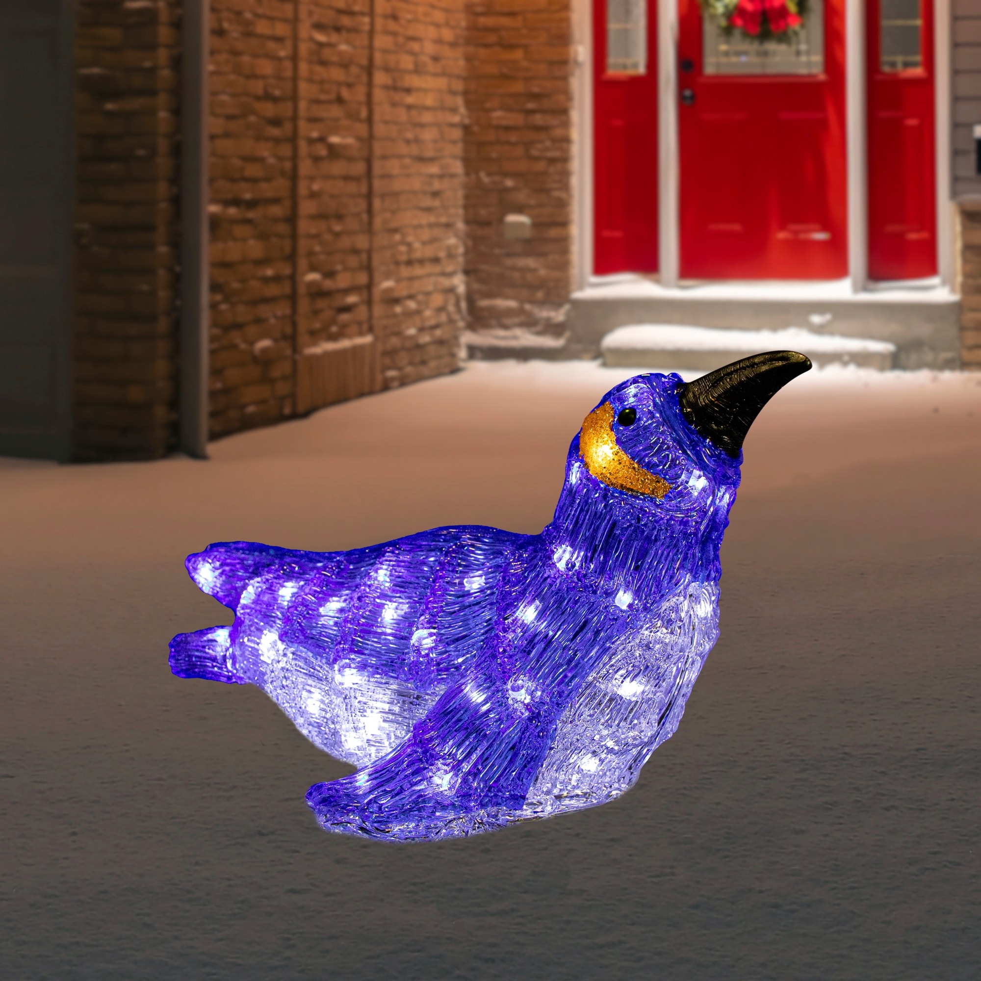 16" Lighted Commercial Grade Acrylic Swimming Penguin Christmas Display Decoration