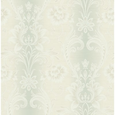 Seabrook Designs Sienna Damask Stripe Unpasted Wallpaper