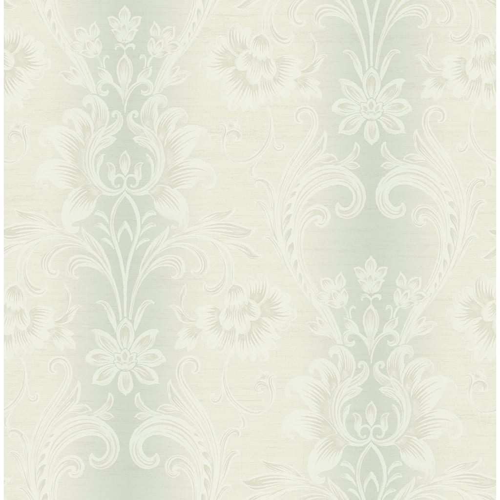 Seabrook Designs Sienna Damask Stripe Unpasted Wallpaper