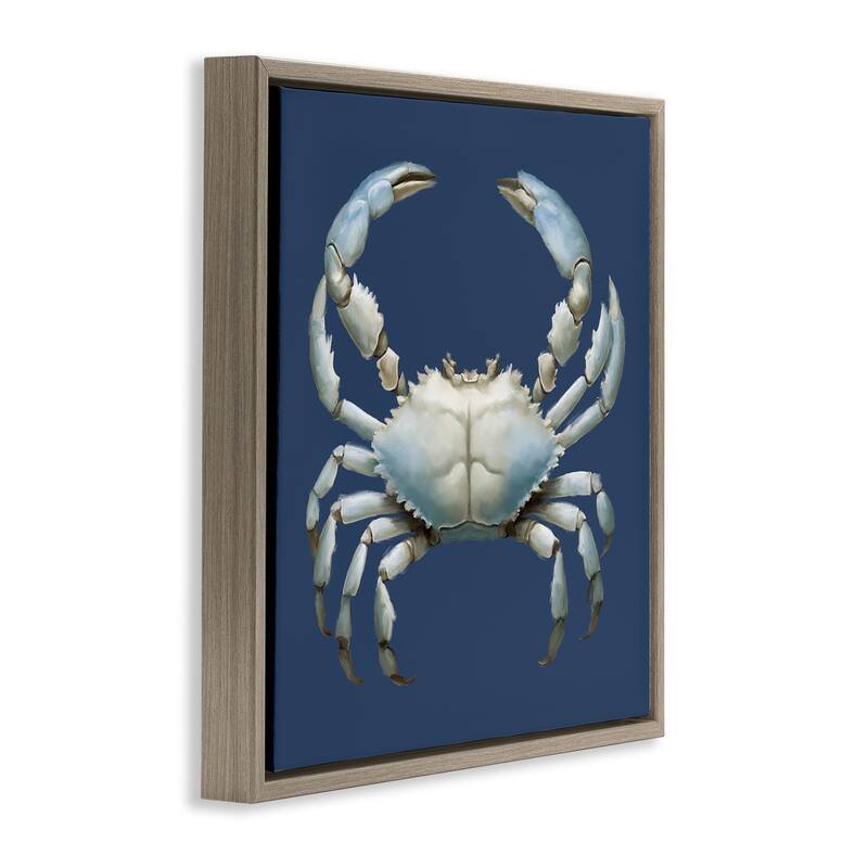 Stupell Detailed Aquatic Blue Crab Framed Floater Canvas Wall Art Design By Elizabeth Medley