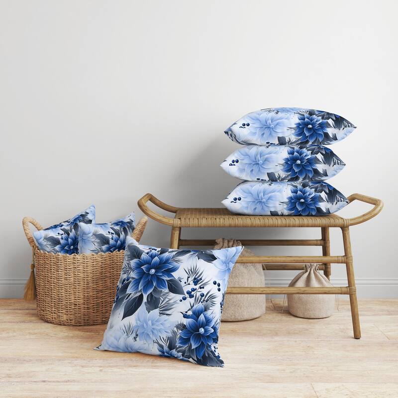 Holiday Sparkle Faux Suede Reversible Throw Pillow Blue and Grey