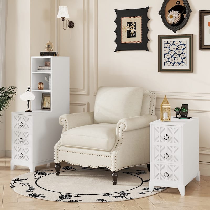 GDF Studio - Xander Tall End Table with 3 Drawers & Adjustable Shelves