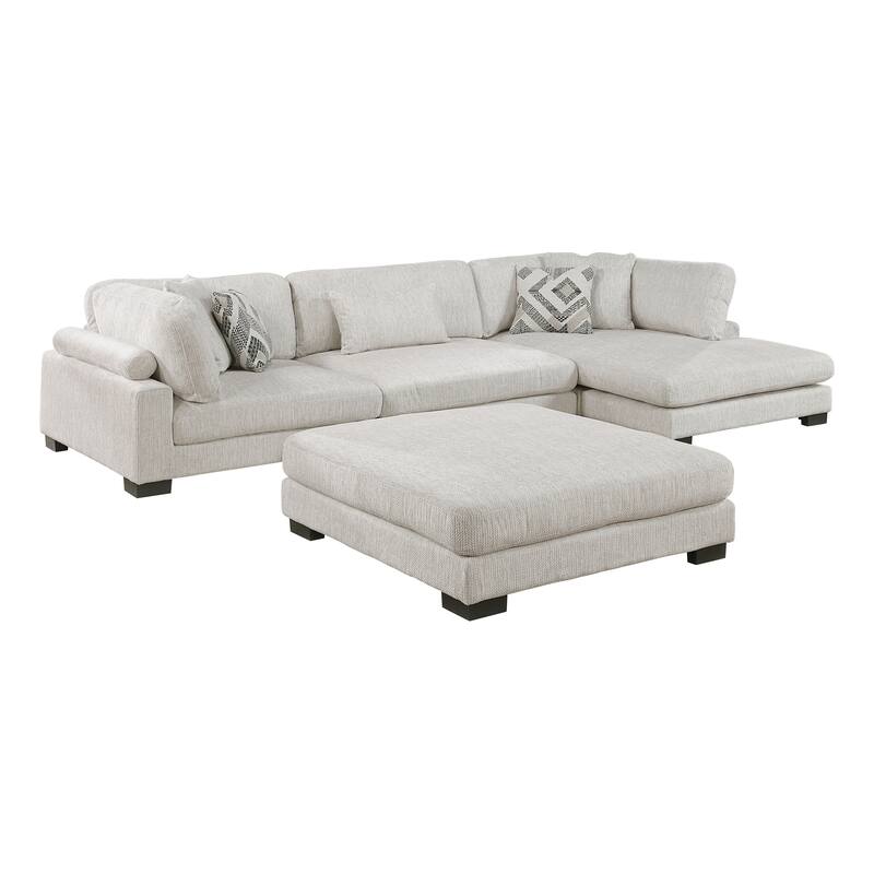 Abbeville Microfiber 4-Piece Modular Sectional with Chaise and Ottoman - Beige