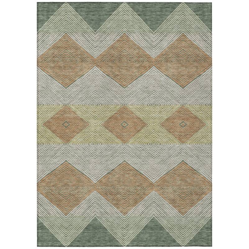 Machine Washable Indoor/ Outdoor Modern Mission Chantille Rug