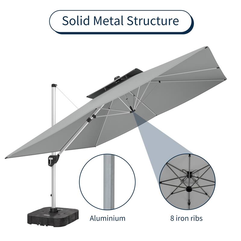 11FT Patio Umbrella Outdoor Square Double Top Umbrella with Base