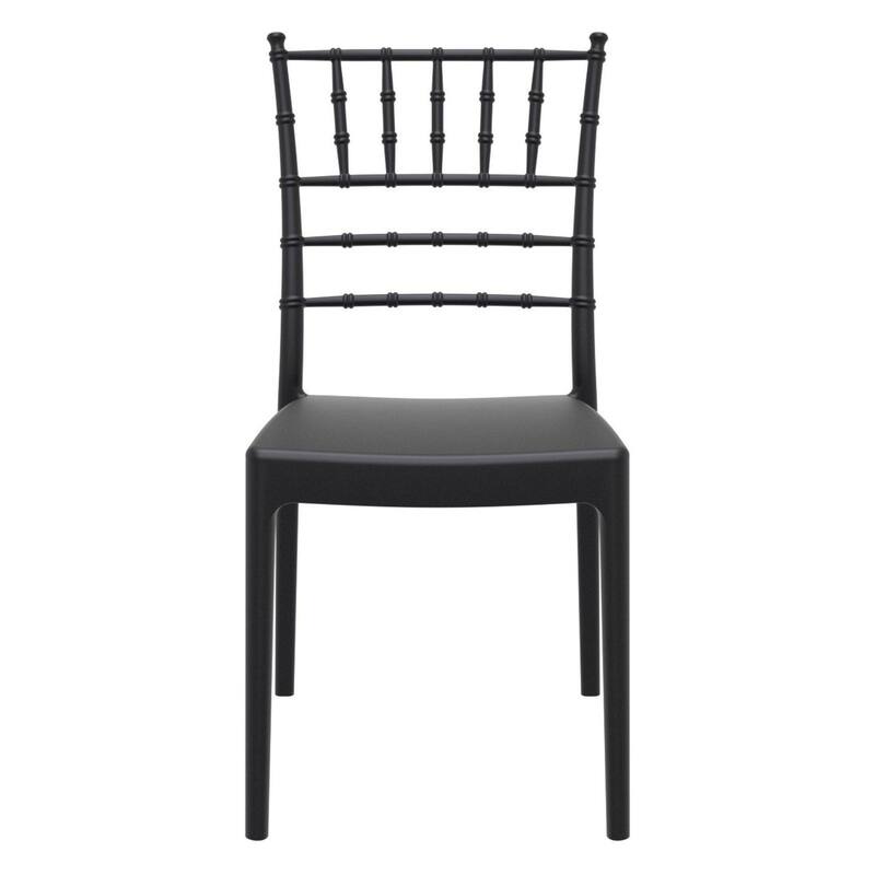 36" Black Stackable Outdoor Patio Armless Dining Chair