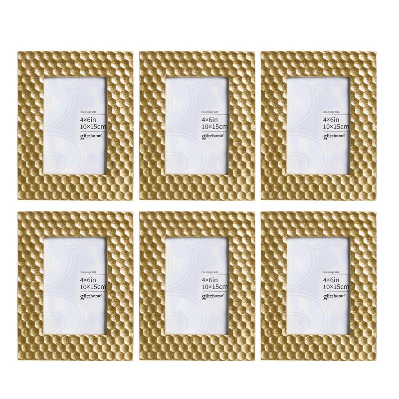 Glitzhome Set of 2 Modern Gold Resin Wall or Tabletop Picture Frames 4x6 & 5x7