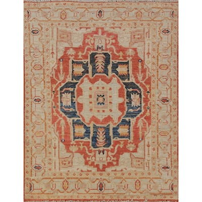 Vegetable Dye Heriz Serapi Oriental Accent Rug Handmade Wool Carpet - 3'1"x 4'1"