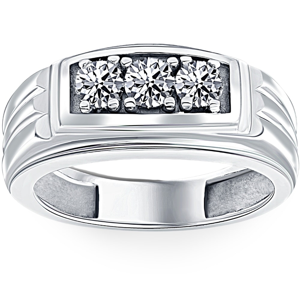 Bliss Diamond 3/4ct Diamond Mens 14K White Gold Wedding Ring