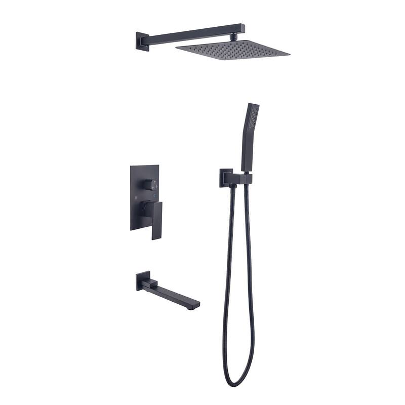 10" Rain Shower Head Systems Wall Mounted Shower - Matte Black