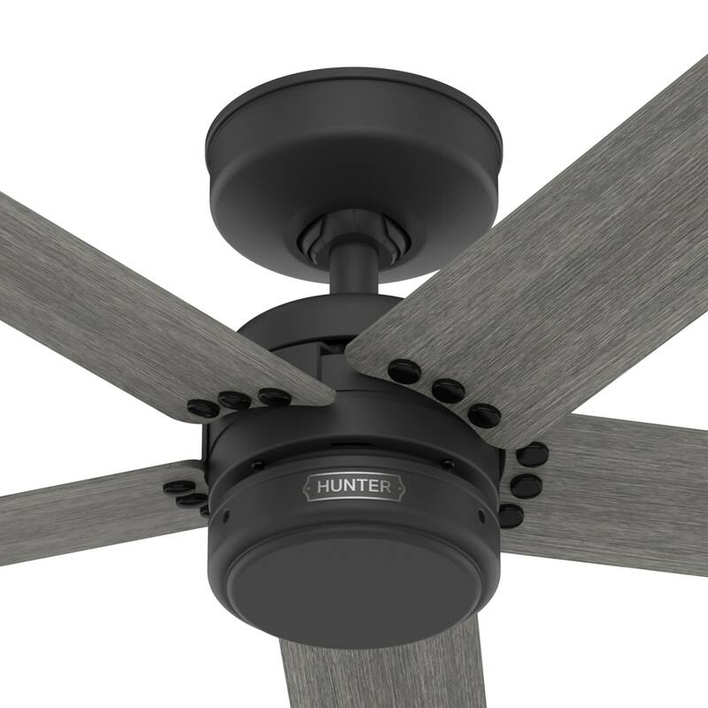 Hunter 52" Burton Outdoor Ceiling Fan and Wall Control - Farmhouse, Industrial, Transitional - Damp Rated - Exclusive SureSpeed!