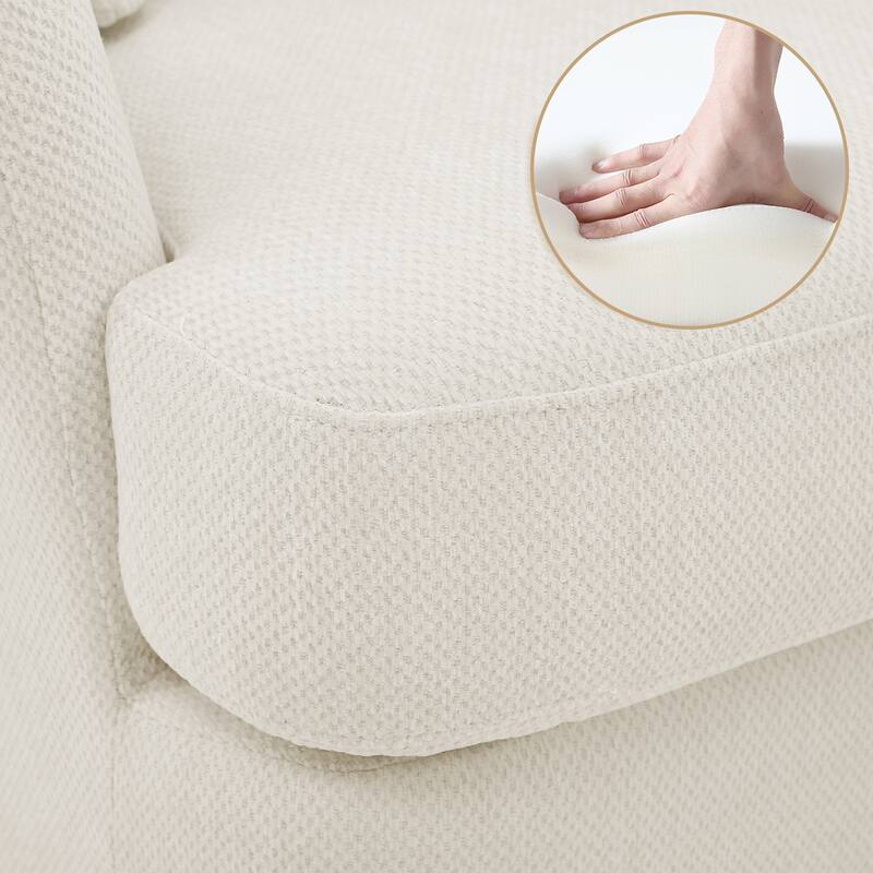 Upholstered Swivel Accent Chair Barrel Armchair Metal Frame with Pillows Living Room Chair