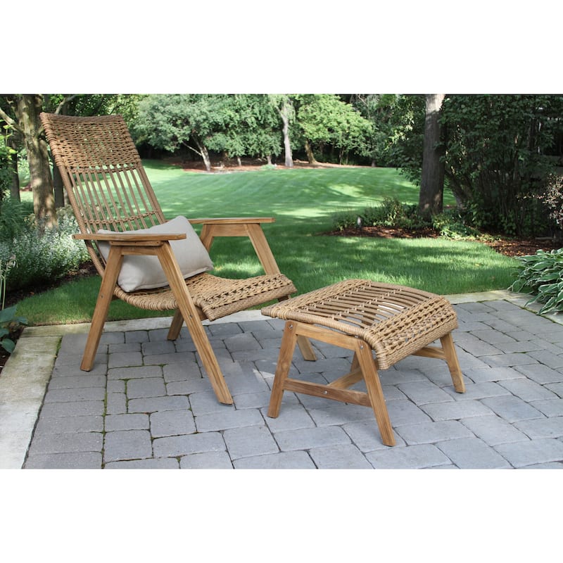 2 pc. Samera Teak & Bohemian Basket Loungers