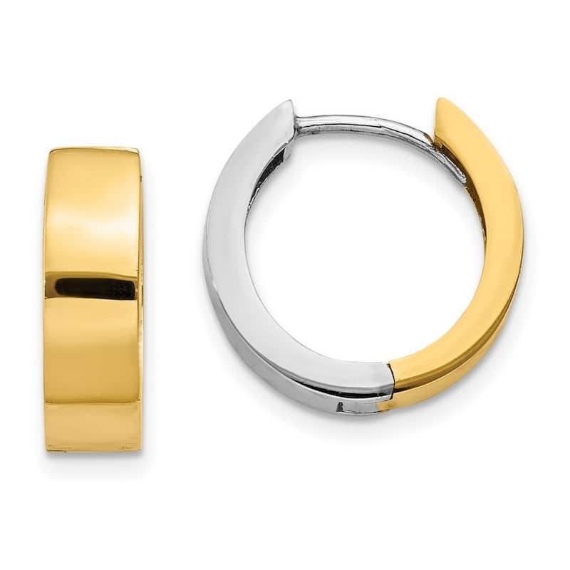 Curata 14K Two Tone Gold Hinged Hoop Earrings - 11x4.5mm