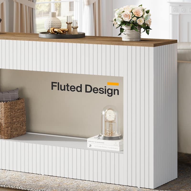 55-Inch Modern Console Table with Storage, 2-Tier Narrow Long Sofa Table Behind Couch Table for Entryway