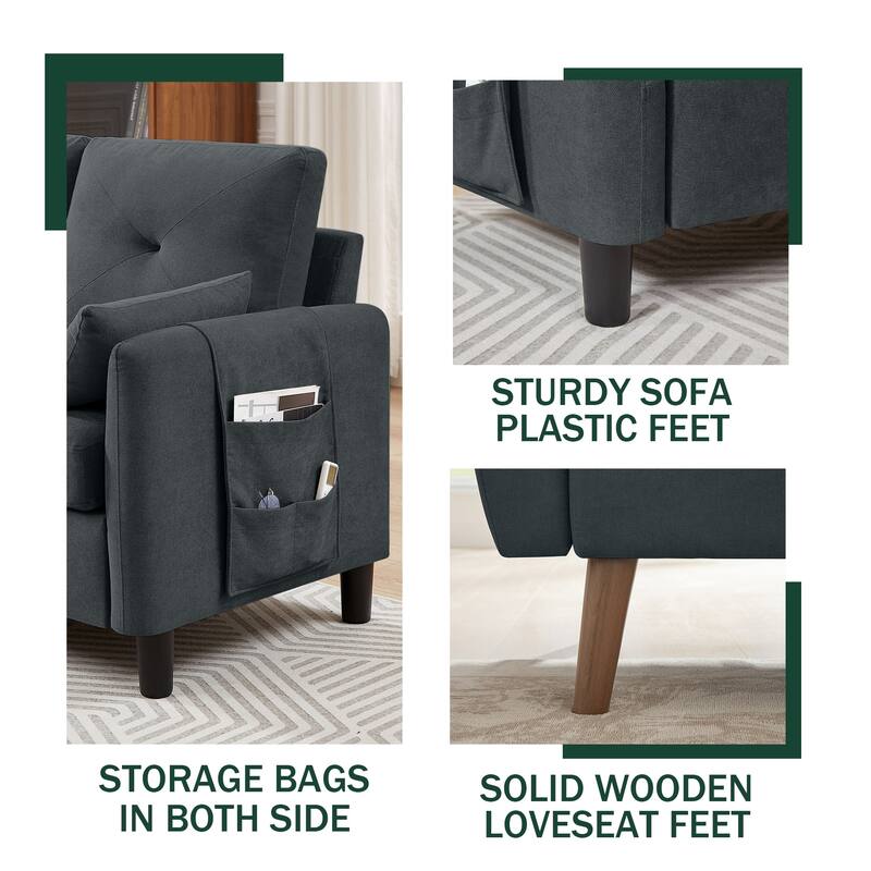 3 Pieces Living Room Set with Storage Ottoman