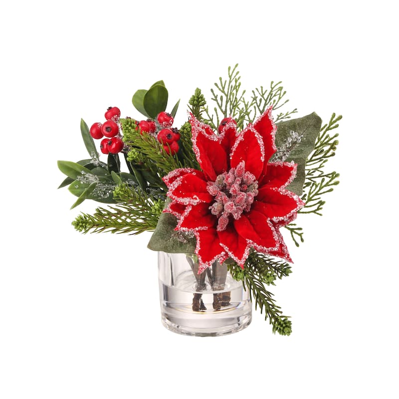 9" Iced Poinsettia Arrangement