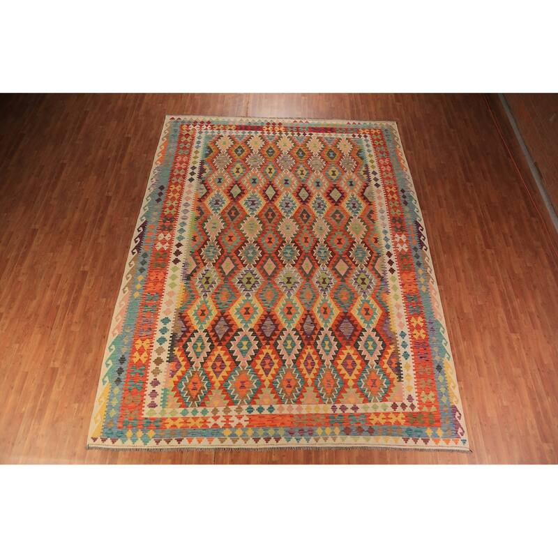 Kilim Oriental Rug Flatweave Reversible Multi-Color Wool Carpet - 10'2"x 13'4"