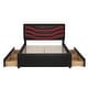 preview thumbnail 22 of 30, Queen Size Upholstered Storage Platform Bed with LED