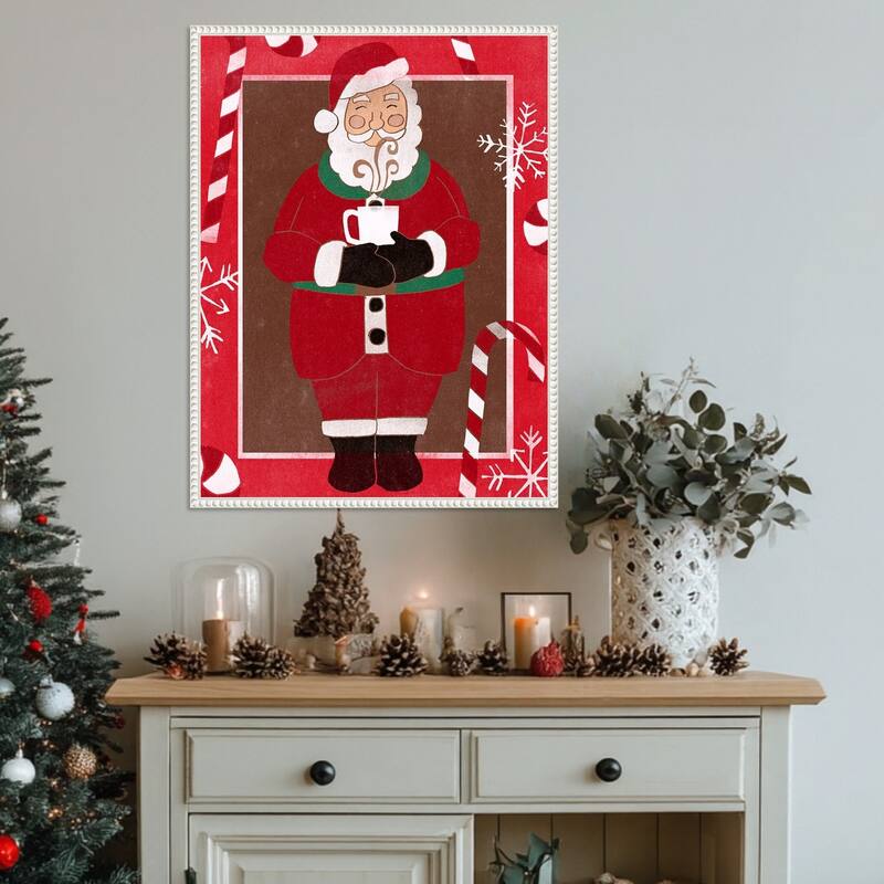 Cozy Cocoa Christmas II by June Erica Vess (23 x 30 in.), Framed Canvas Wall Art Print - Sylvie Beaded White