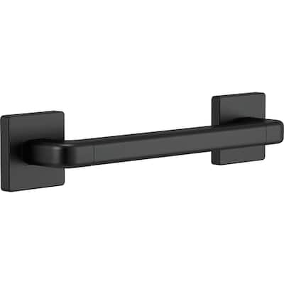 Delta BathSafety Angular Modern Decorative Ada Grab Bar - 12" (41912-BL) - Matte Black