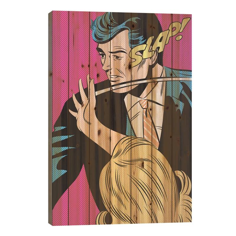 Slap! Print On Wood by Joseph McDermott - Multi-Color - 26x18x1.5