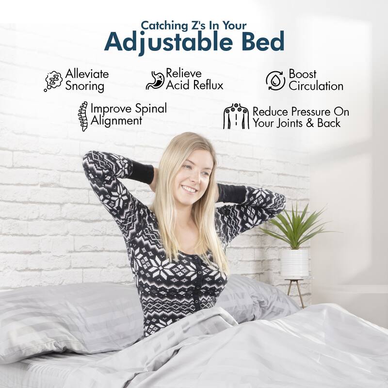 Renanim Adjustable Full Bed Frame with Hybrid Mattress, Dual Massage, USB Ports, App, Remote