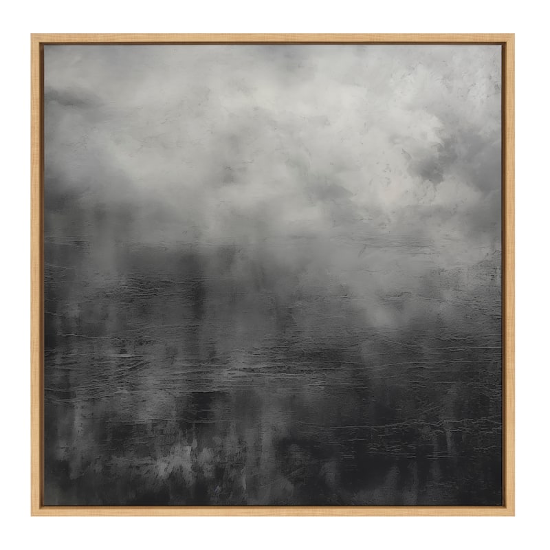 Kate and Laurel Sylvie Tonal Black Gray Framed Canvas by Creative Bunch Studio