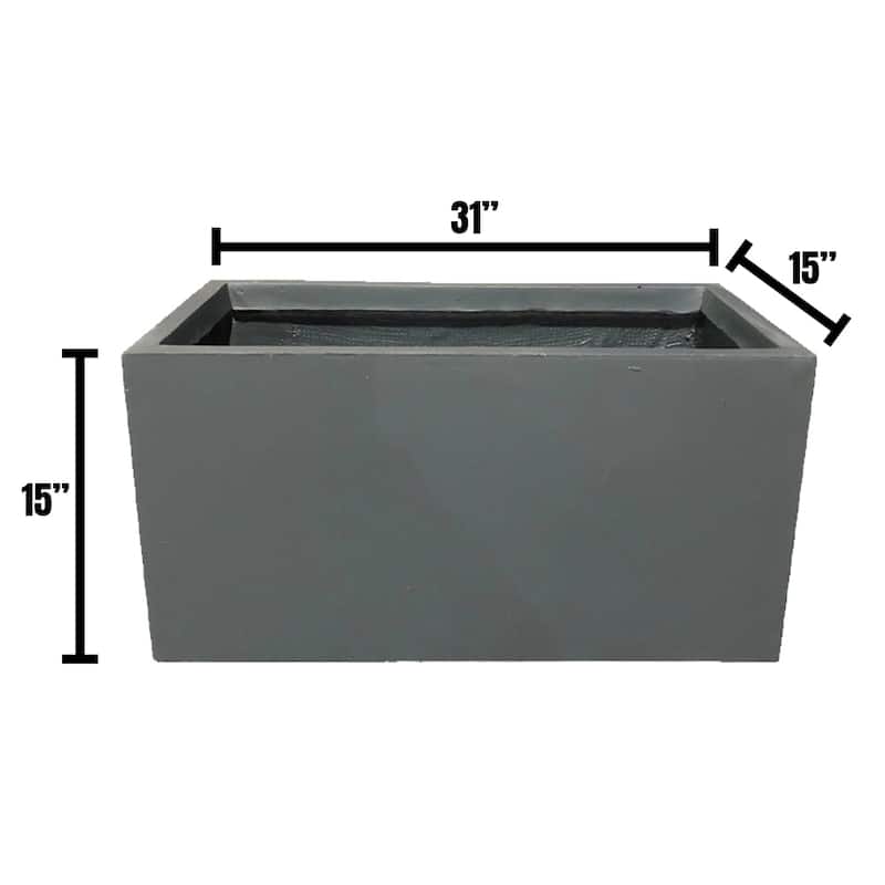 Durx-litecrete Lightweight Concrete Modern Long Granite Color Low Planter-Large - 31.1'x14.6'x14.8'