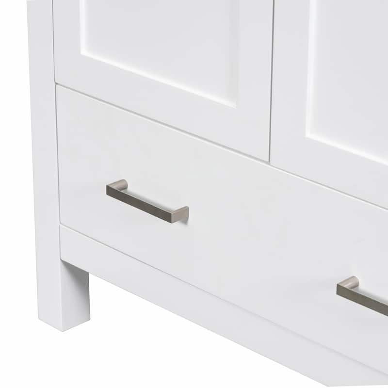 30" White Bathroom Vanity with Single Sink, 2 Doors, and Drawer