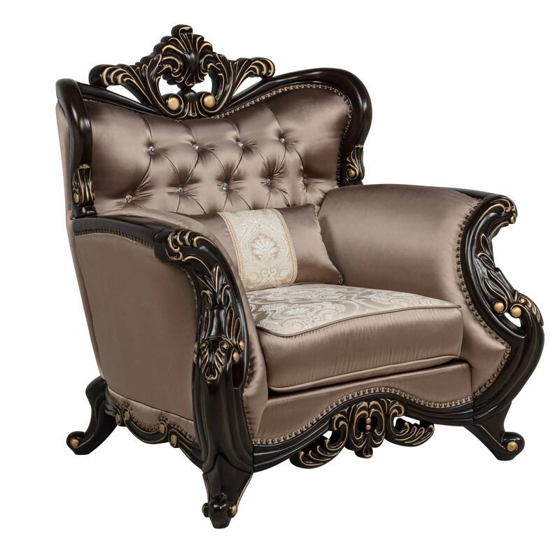 Best Master Furniture Truvare Sandy Desert Espresso Tradtional Accent Chair with Gold Accents - Espresso
