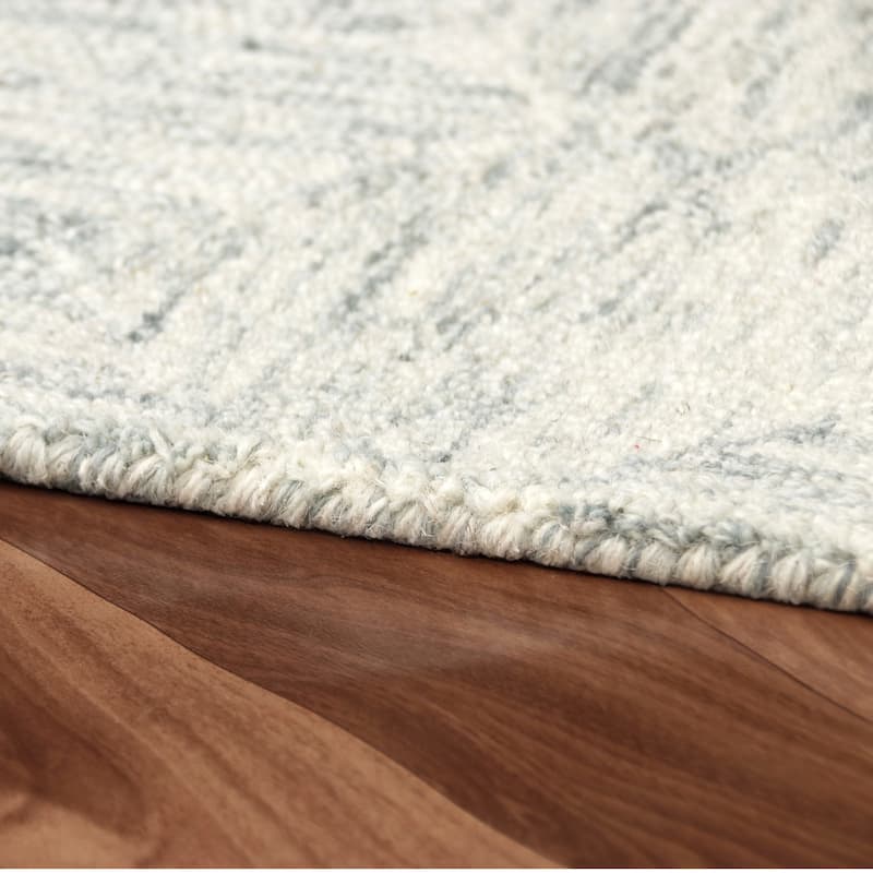 Sevita Silver Geometric Wool Area Rug