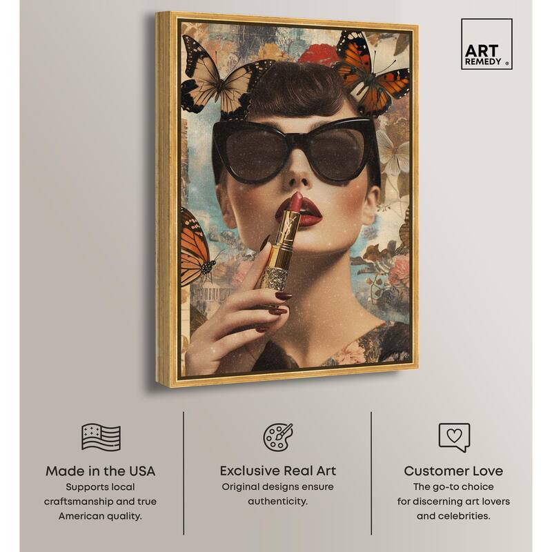 Iconic Lady Butterfly Collage II Canvas by Art Remedy