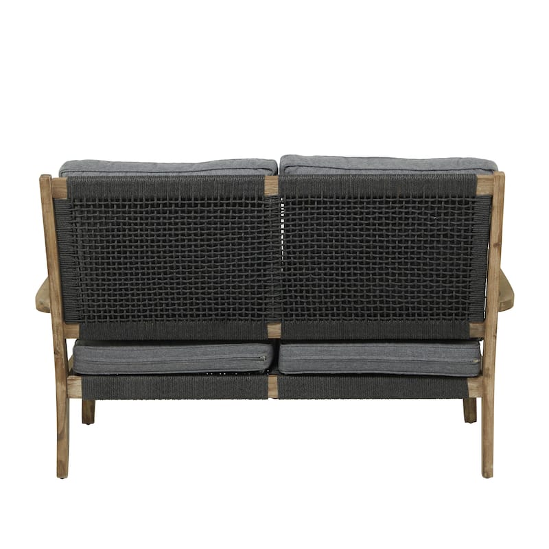 Wood Outdoor Sofa with Cushions - Dark Grey - Roche River Decor