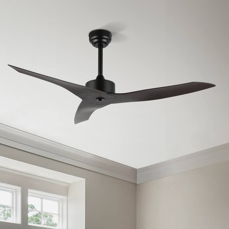 Sully 50" Modern Minimalist Iron/Plastic Mobile-App/Remote-Controlled 6-Speed Razor Ceiling Fan, by JONATHAN Y