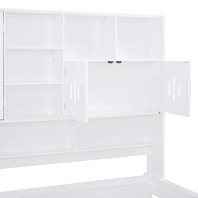 Twin Size Wooden Daybed with 2 Drawers, All-in-One Cabinet and Shelf for Bedroom