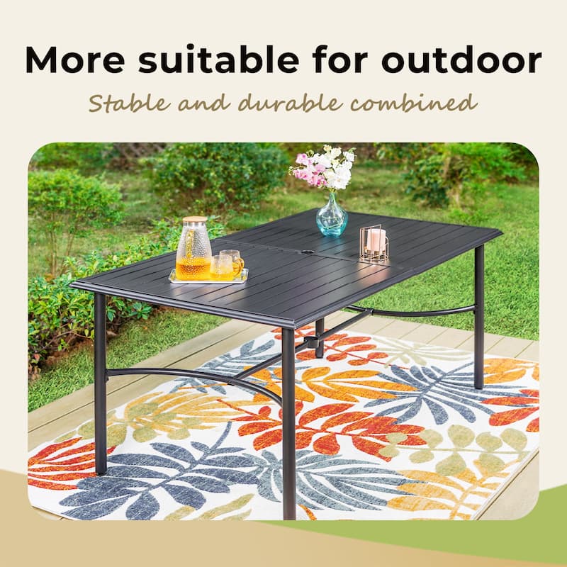 MAISON ARTS 7-piece Patio Dining Set, 6 Metal Patio Dining Chairs and 1 Metal Dining Table