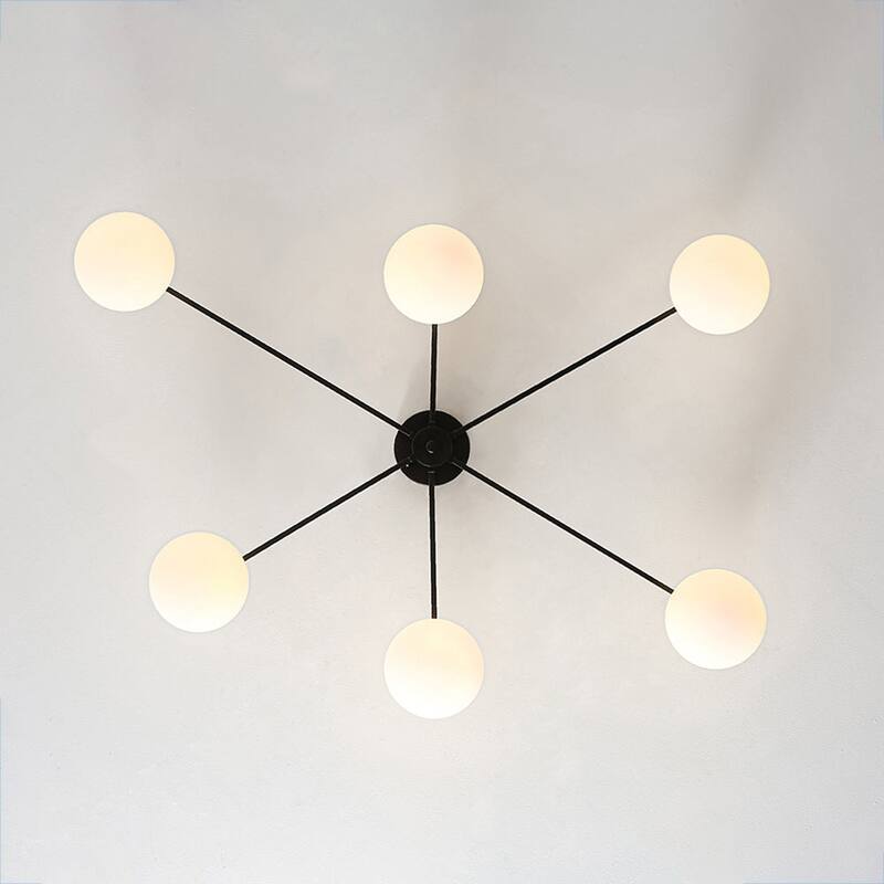 Mid-century Modern Oval Glass Accents Semi-flush Mount