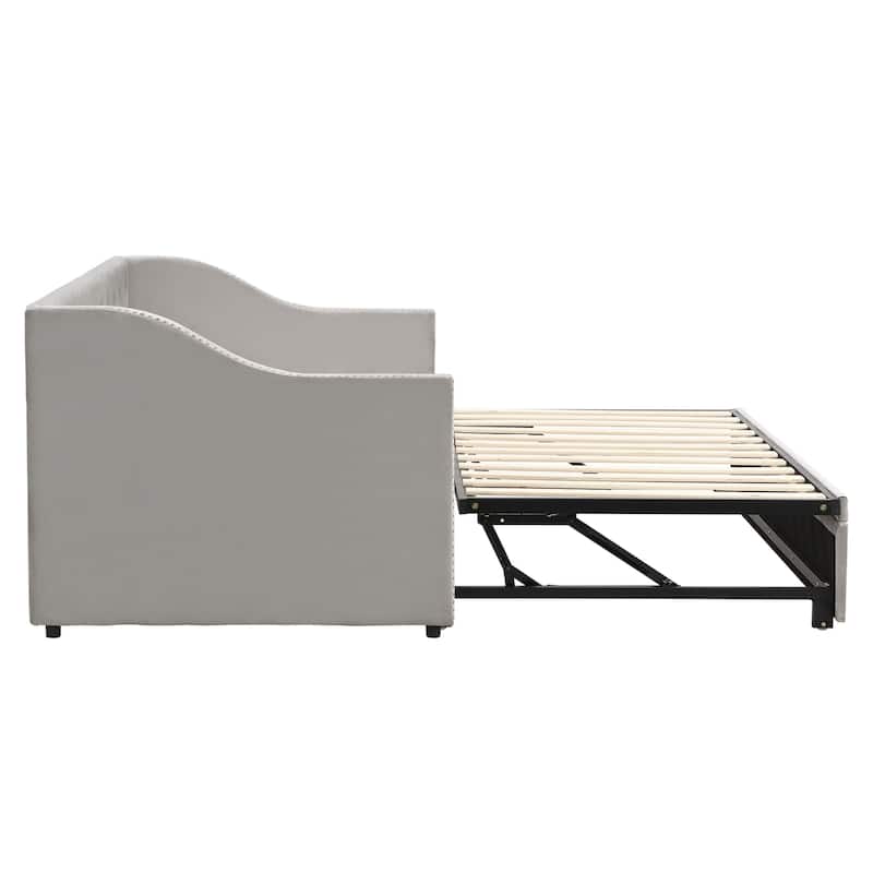 Upholstered Sofa Bed with Pop-Up Bed Frame