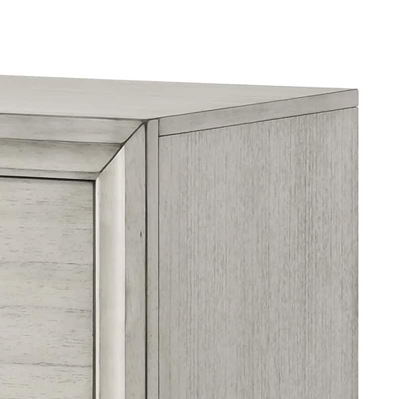 Jeni Nightstand, 2 Drawers, Chrome Handles, Rustic White Mist