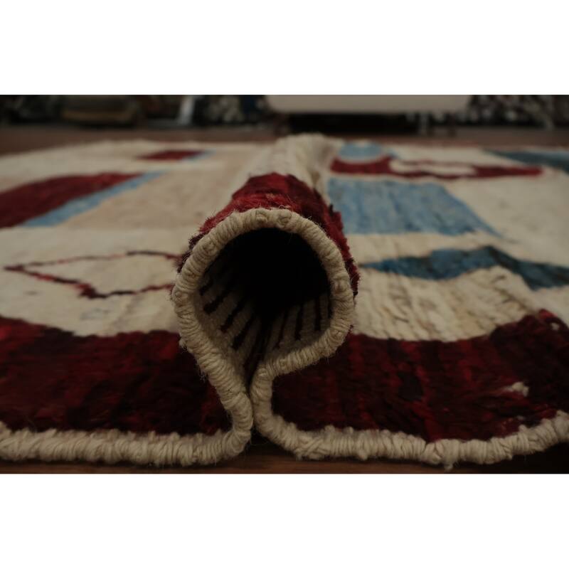 Hand Knotted Oriental 100% Wool Carpet Modern Tribal Beige & Ivories Moroccan Area Rug - 10' 1'' X 8' 1''