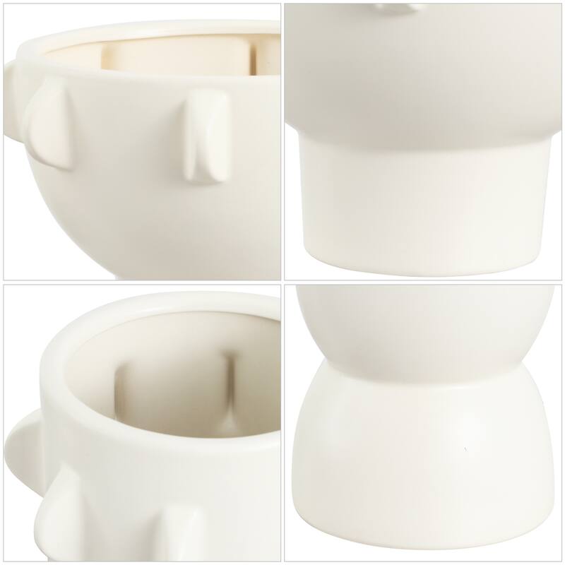 SAFAVIEH Home Amia Off White Ceramic Semi Gloss Tab Accents Vase Set of 2