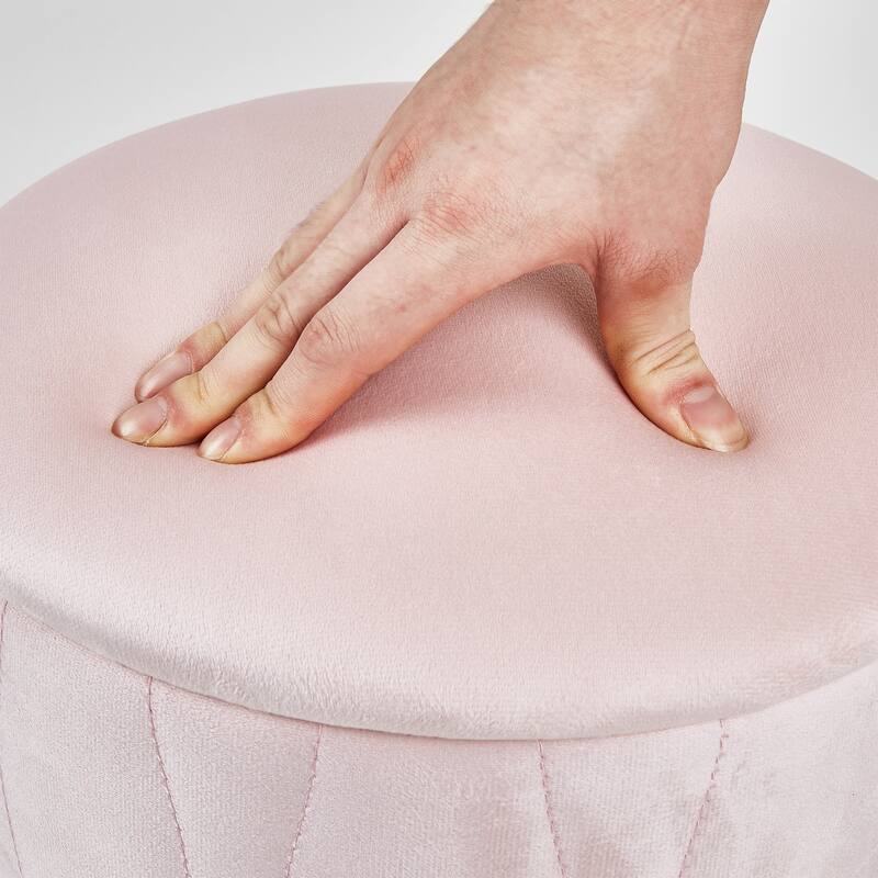 VECELO Multi-Functional Velvet Vanity Stool Chairs 18.5"H Tufted Small Stools with Metal Legs Modern Storage Footstool Ottomans