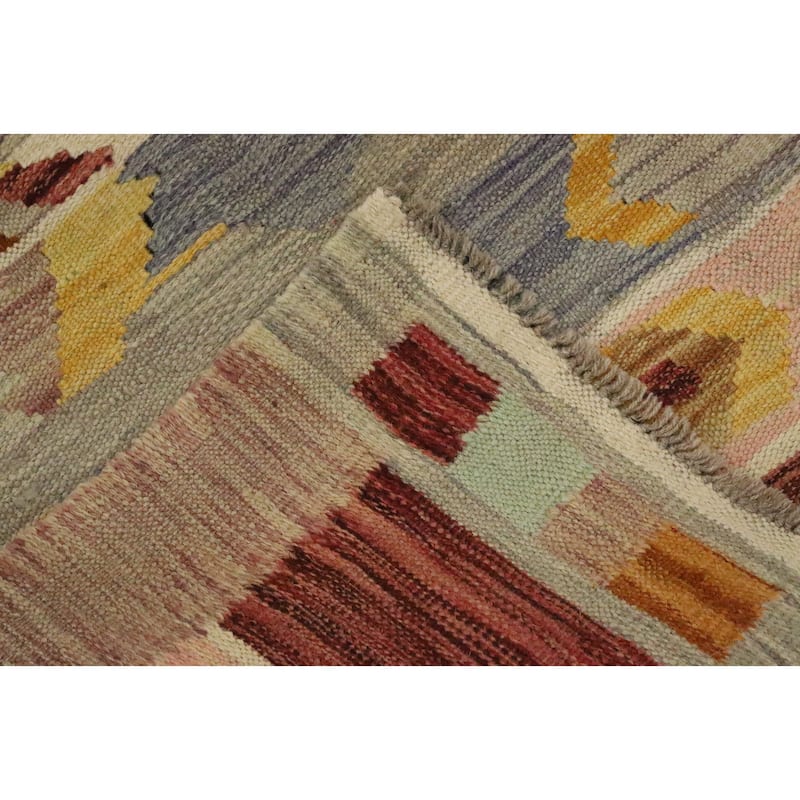 Hand Woven Oriental 100% Wool Carpet Southwestern Tribal Multi-Colored Kilim Area Rug - 5' 11'' X 4' 1''